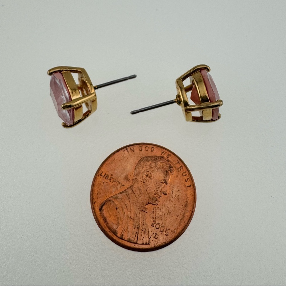 kate spade Rose Pink Crystal Gold-Tone Cushion Stud Earrings - Picture 2 of 6